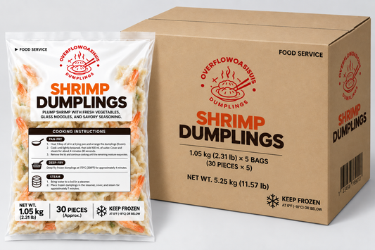 OverflowOasis Shrimp Dumplings – 2.31 lb (30 Pieces) × 5 Bags | 11.57 lb Case
