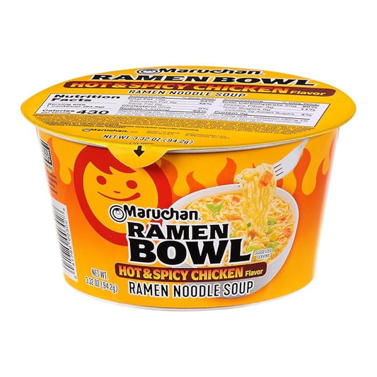 Maruchan Bowl Hot & Spicy Chicken Flavor Ramen Noodles With Vegetables, 3.32 Oz