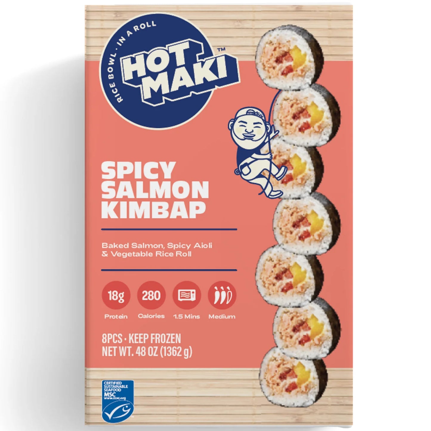 Hot Maki Spicy Salmon Kimbap Roll, 8 Ounces, Frozen