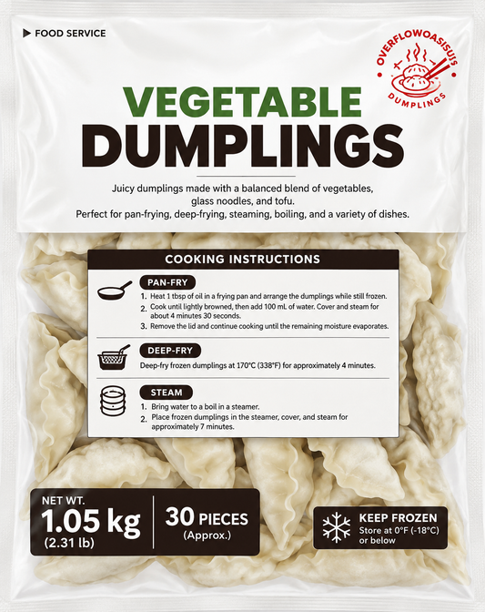 OverflowOasis Vegetable Dumplings – 30 Pieces × 5 Bags | 11.55 lb Case